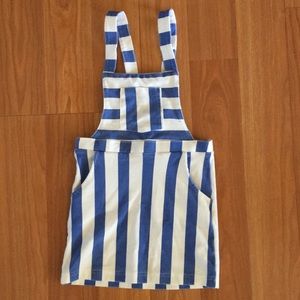 H&M overall dress blue and white stripes size 4-6